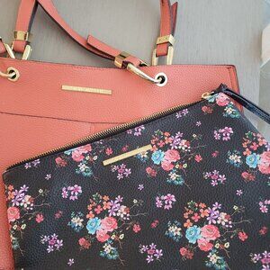 Steve Madden coral and floral tote bag